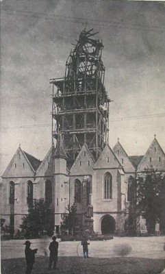 1909 Renovierungsarbeiten am Turm der Stadtpfarrkirche.jpg