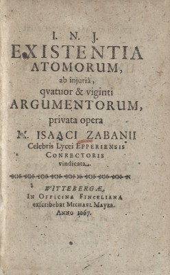 Isaac Zabanius. Existentia Atomorum. Wittenberg.1667.jpg
